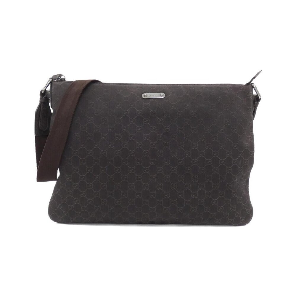 Gucci GG monogram canvas messenger bag zip closure flat shoulder